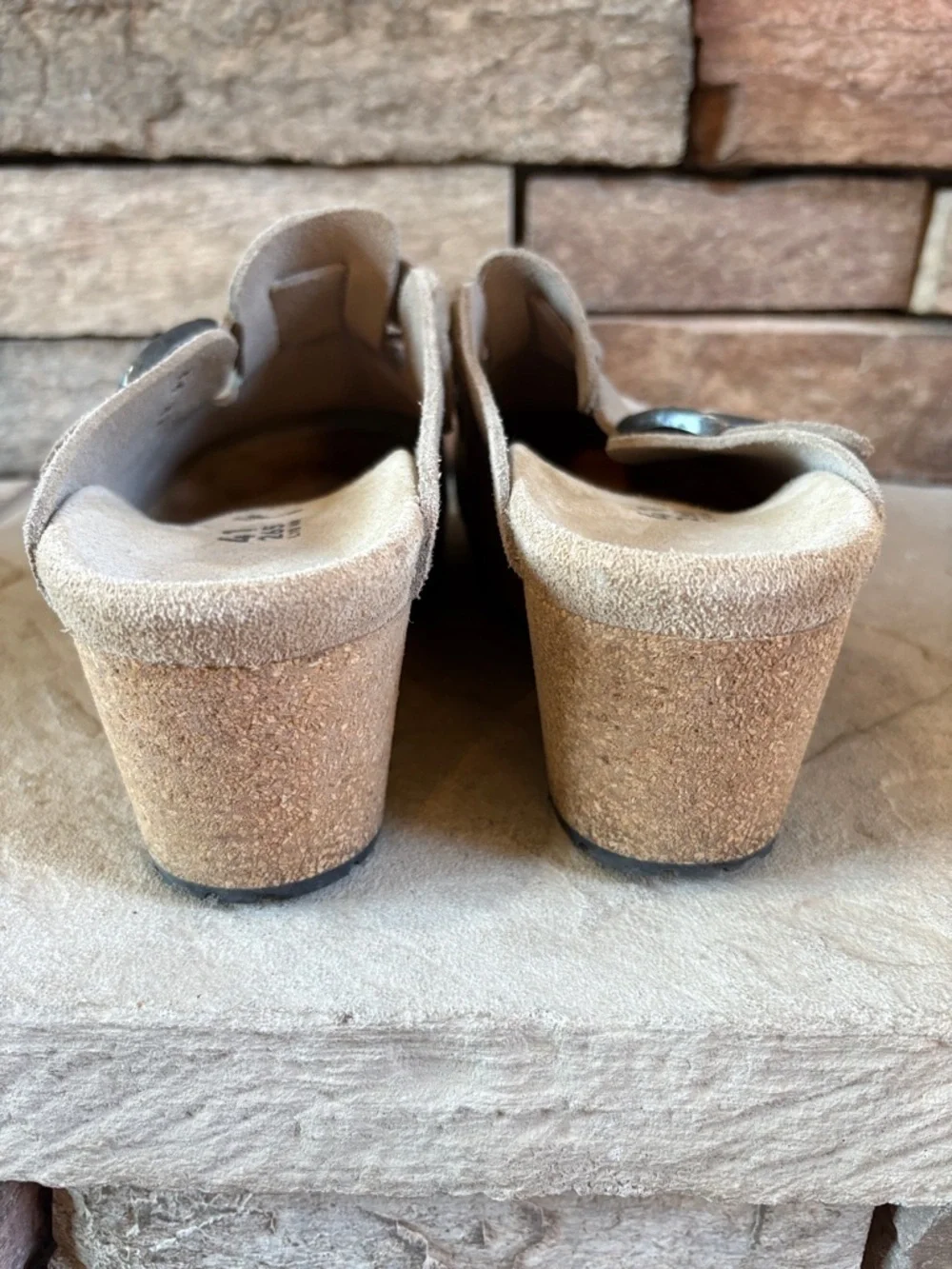 Papillio sz 41 taupe wedge slip on clogs/mules